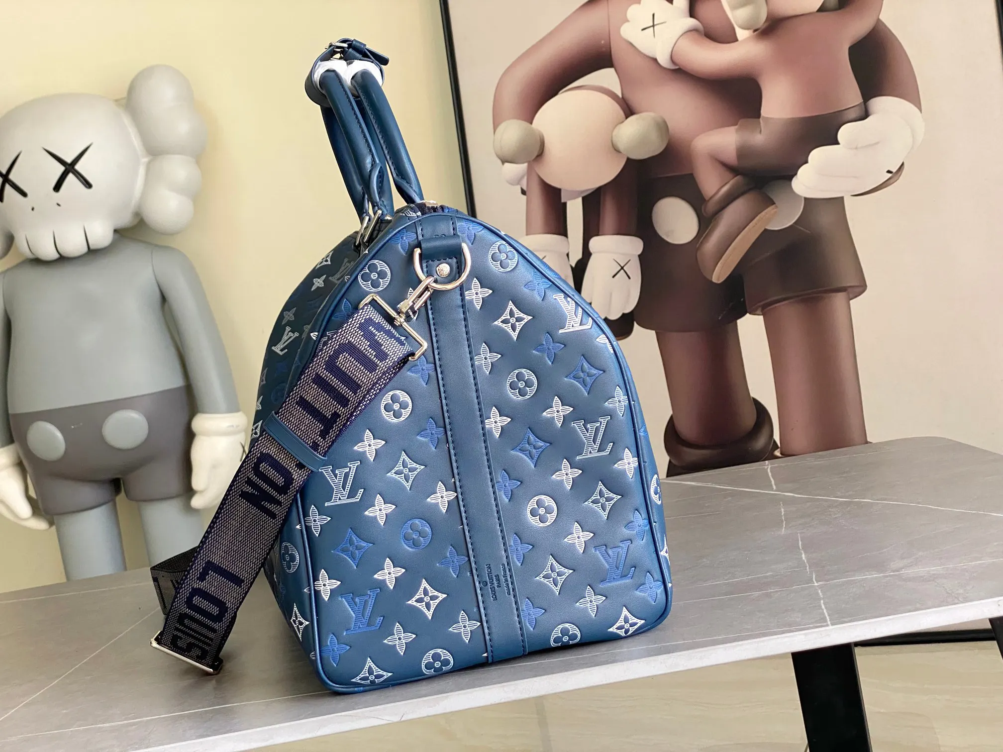 LV Keepall 蓝色 牛皮 旅行包 大容量旅行款