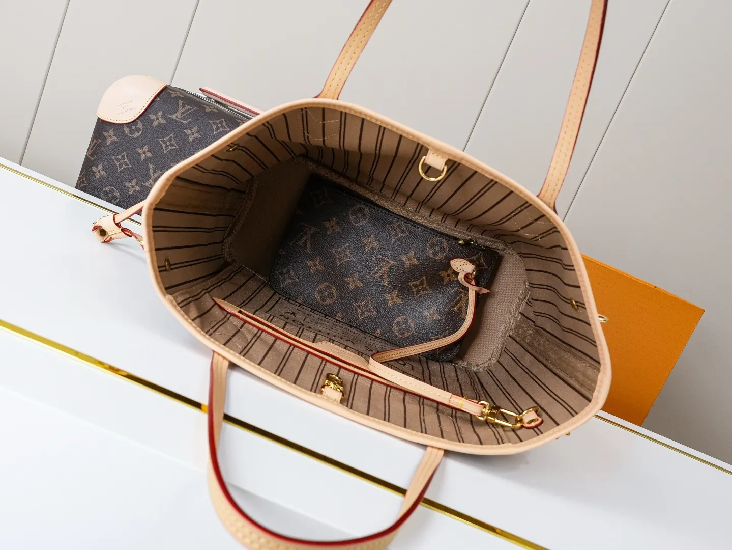 Neverfull 老花 牛皮 托特包 大容量托特款