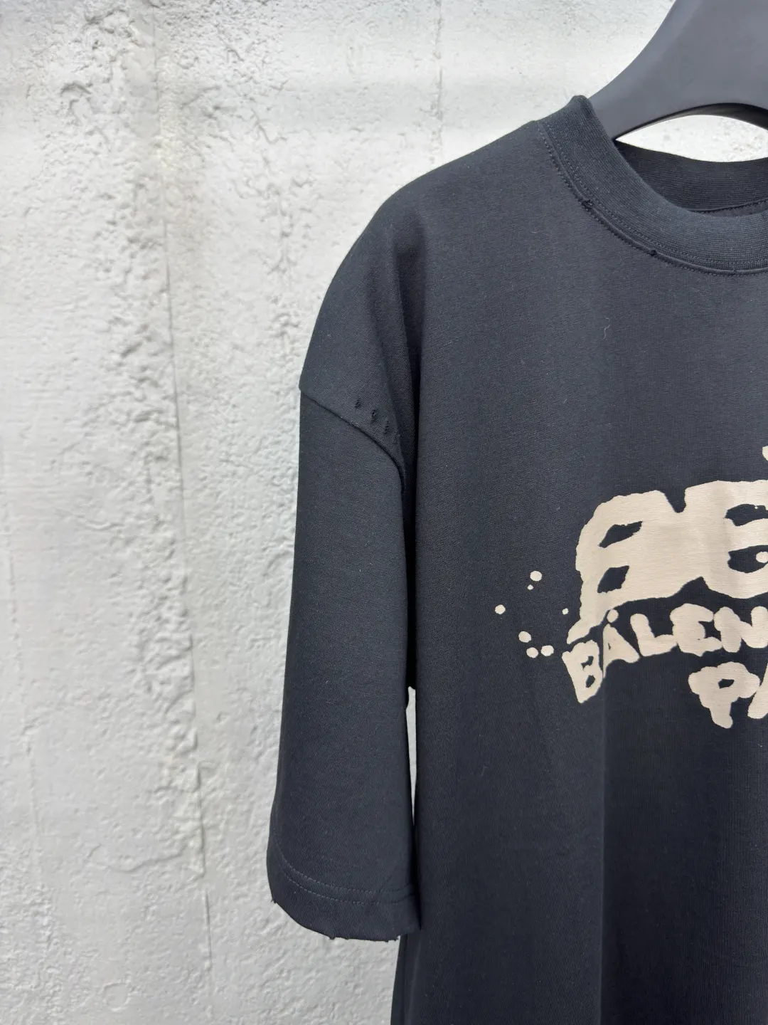 Balenciaga Black Cotton Logo Short Sleeve T-Shirt Street