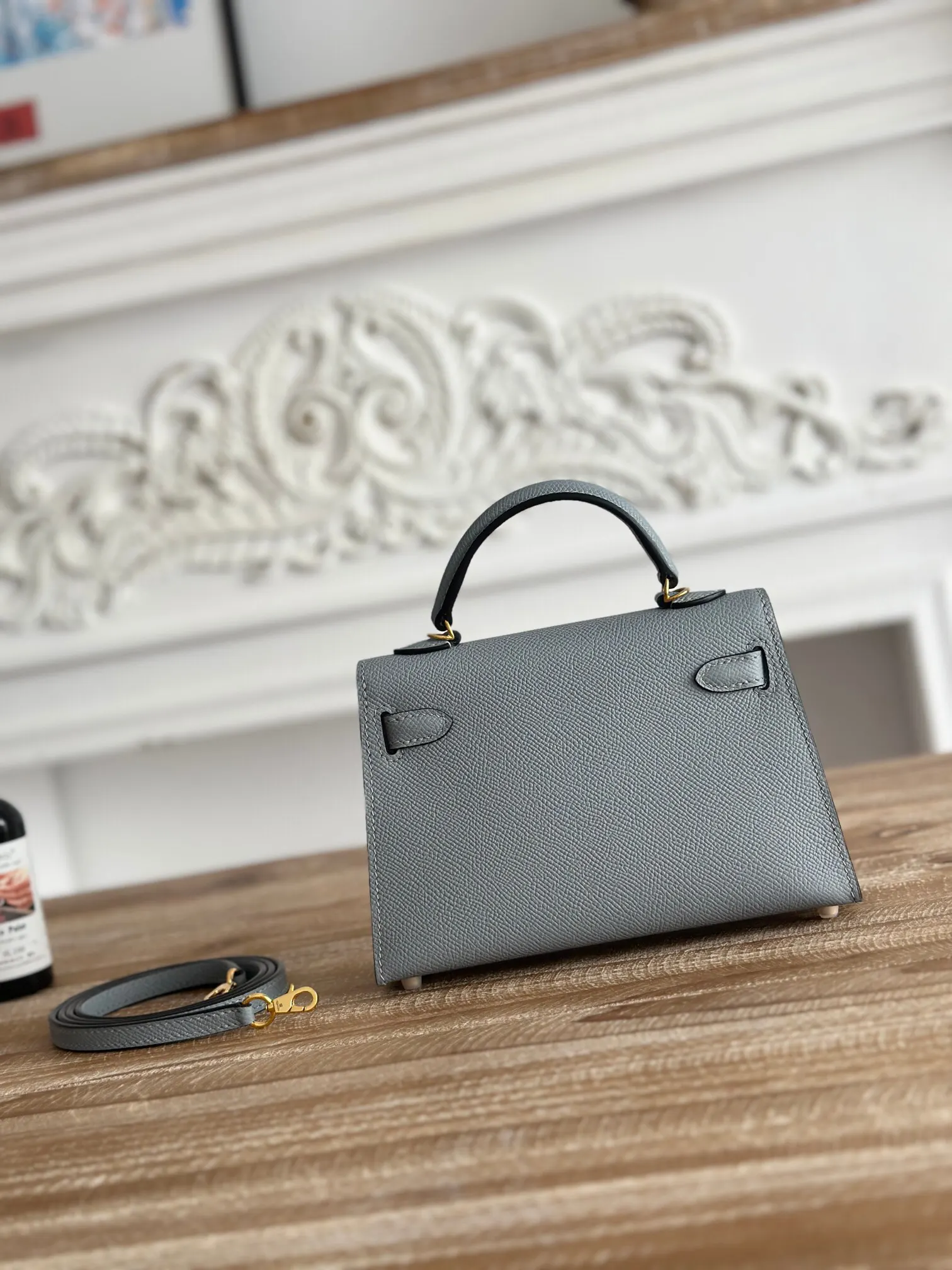 Hermès Kelly 亚麻蓝 Epsom掌纹牛皮 斜挎包 19cm