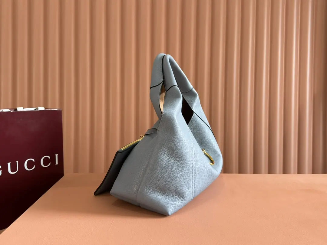 Gucci 棕色 藍色 牛皮 手拿包 精致手拿款