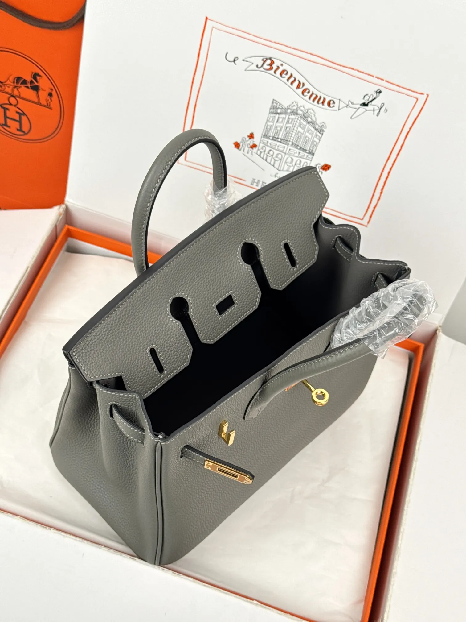 Birkin 小牛皮 togo 小牛皮 积雨云灰 手提包 通勤手提款