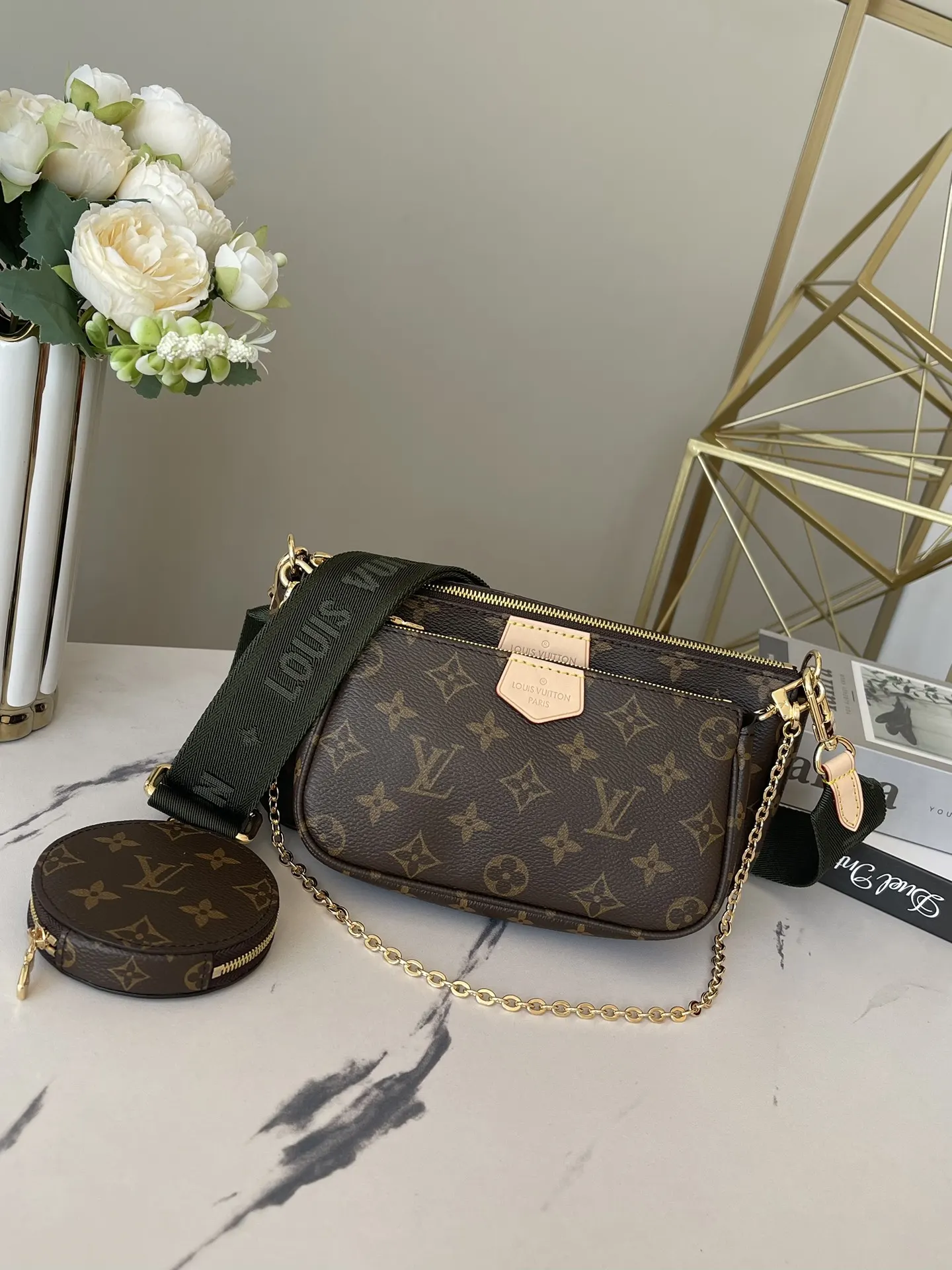 LV 粉色 綠色 帆布 鏈條包 精致鏈條款