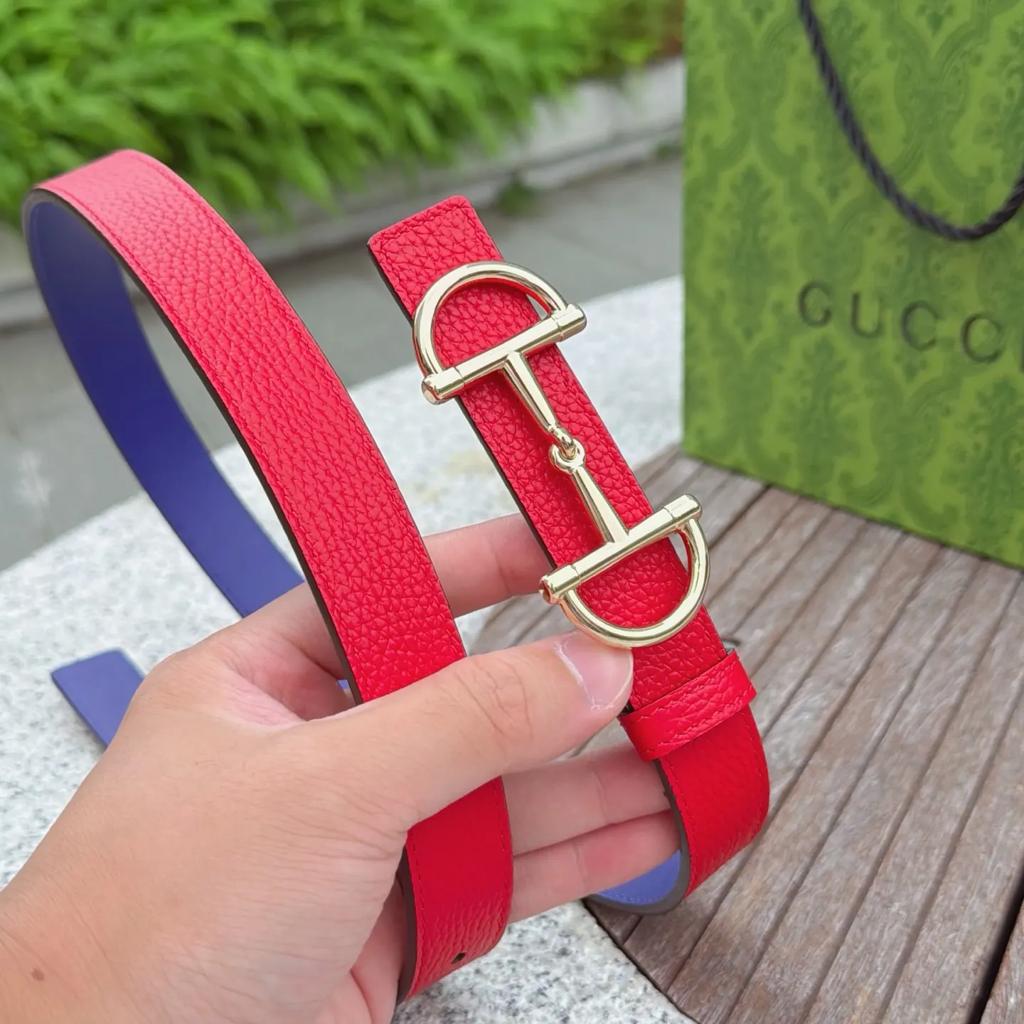 Gucci Double G 雙G扣牛皮雙面腰帶