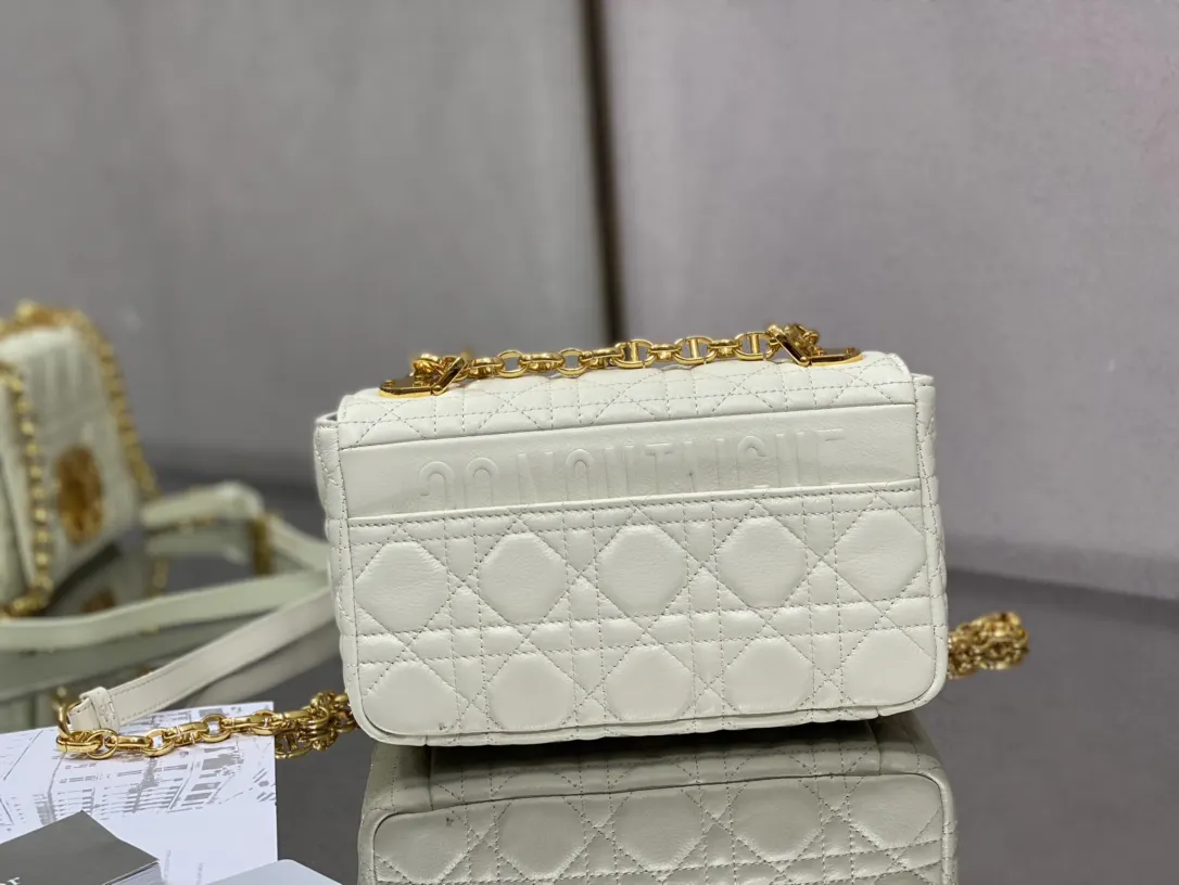 Dior Caro 奶白小牛皮链条包 简约斜挎