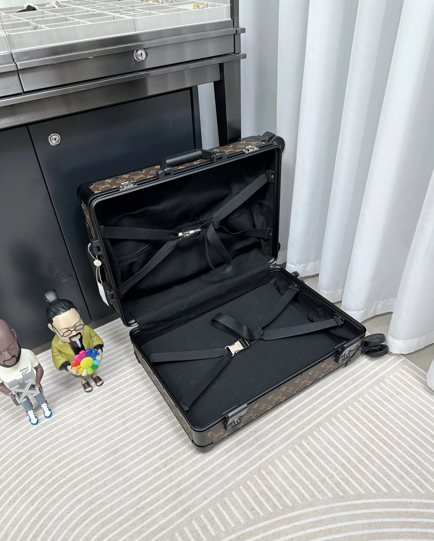 Black Monogram Suitcase Travel Lightweight Classic
