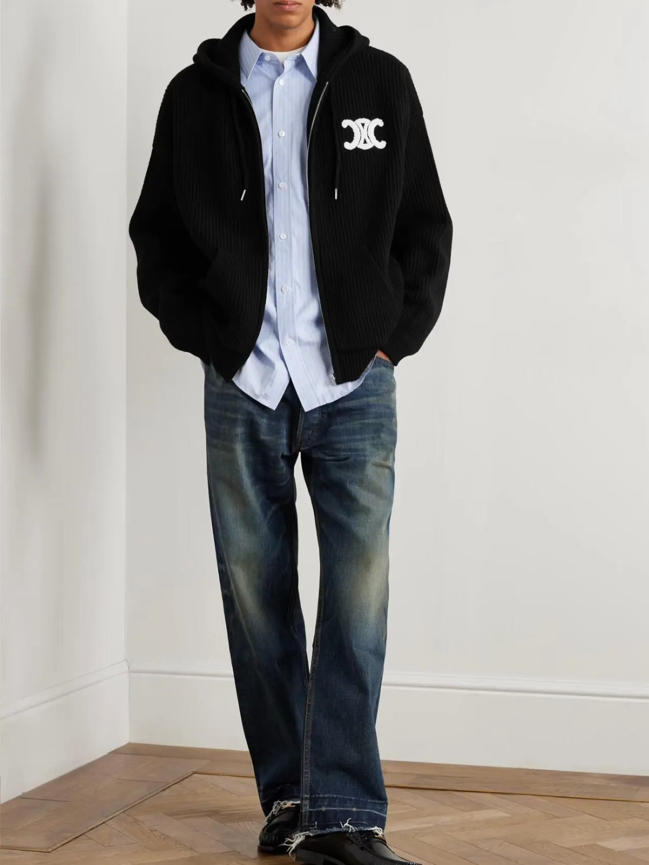 Celine Black Embroidery Wool Jacket Commuter Casual Style
