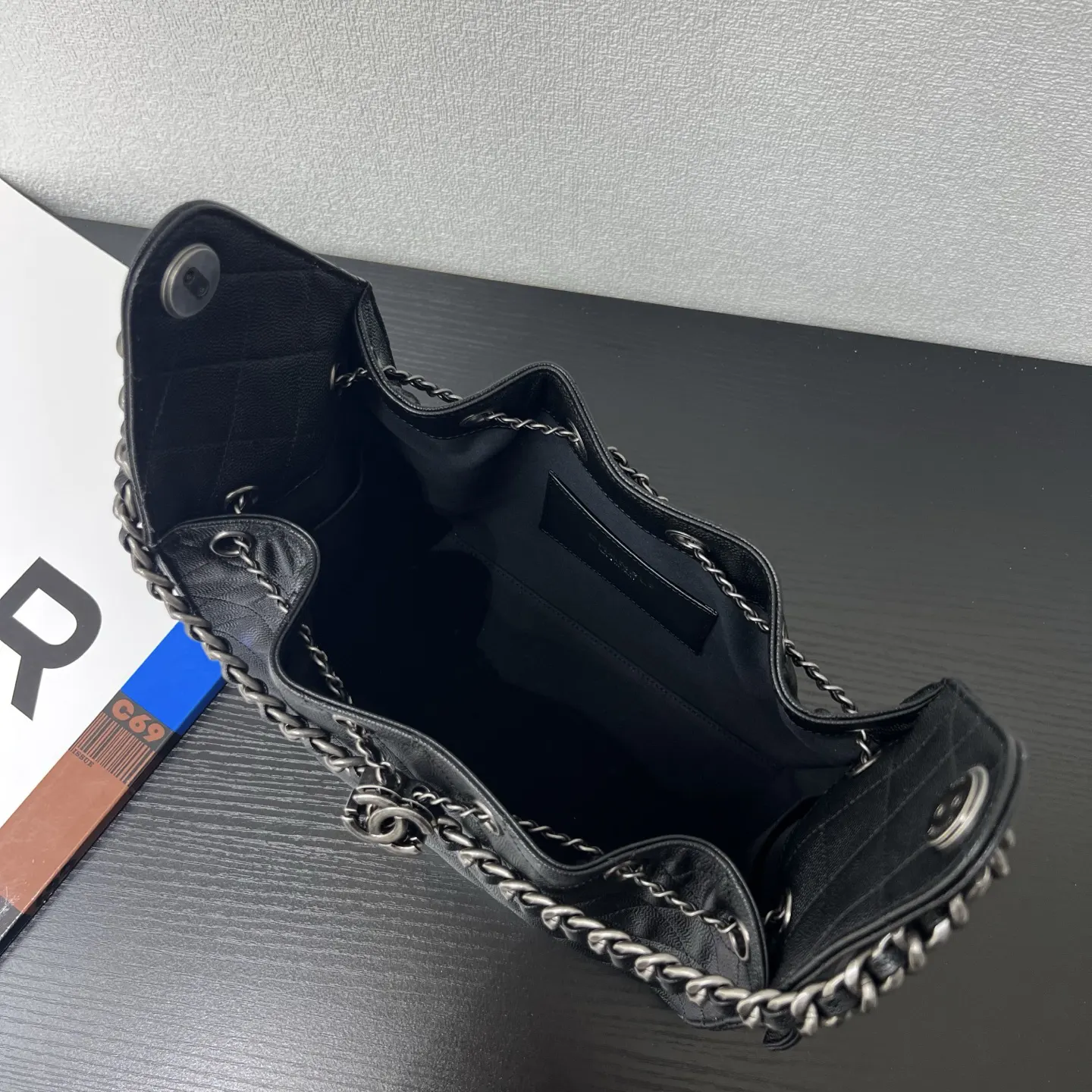 Chanel 深藍色牛皮Hobo腋下包 單肩