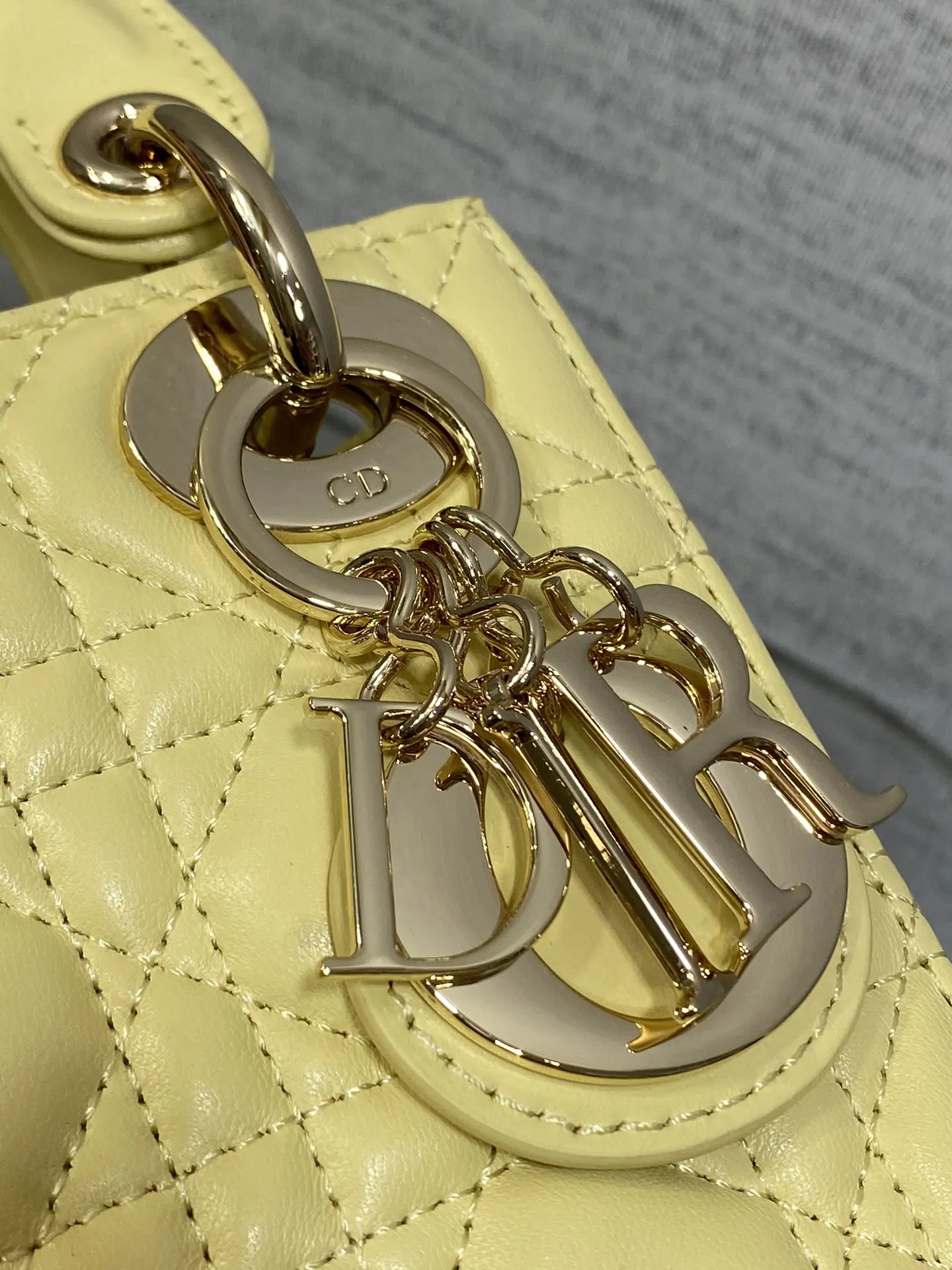 Dior Lady Dior Small Gold Handbag