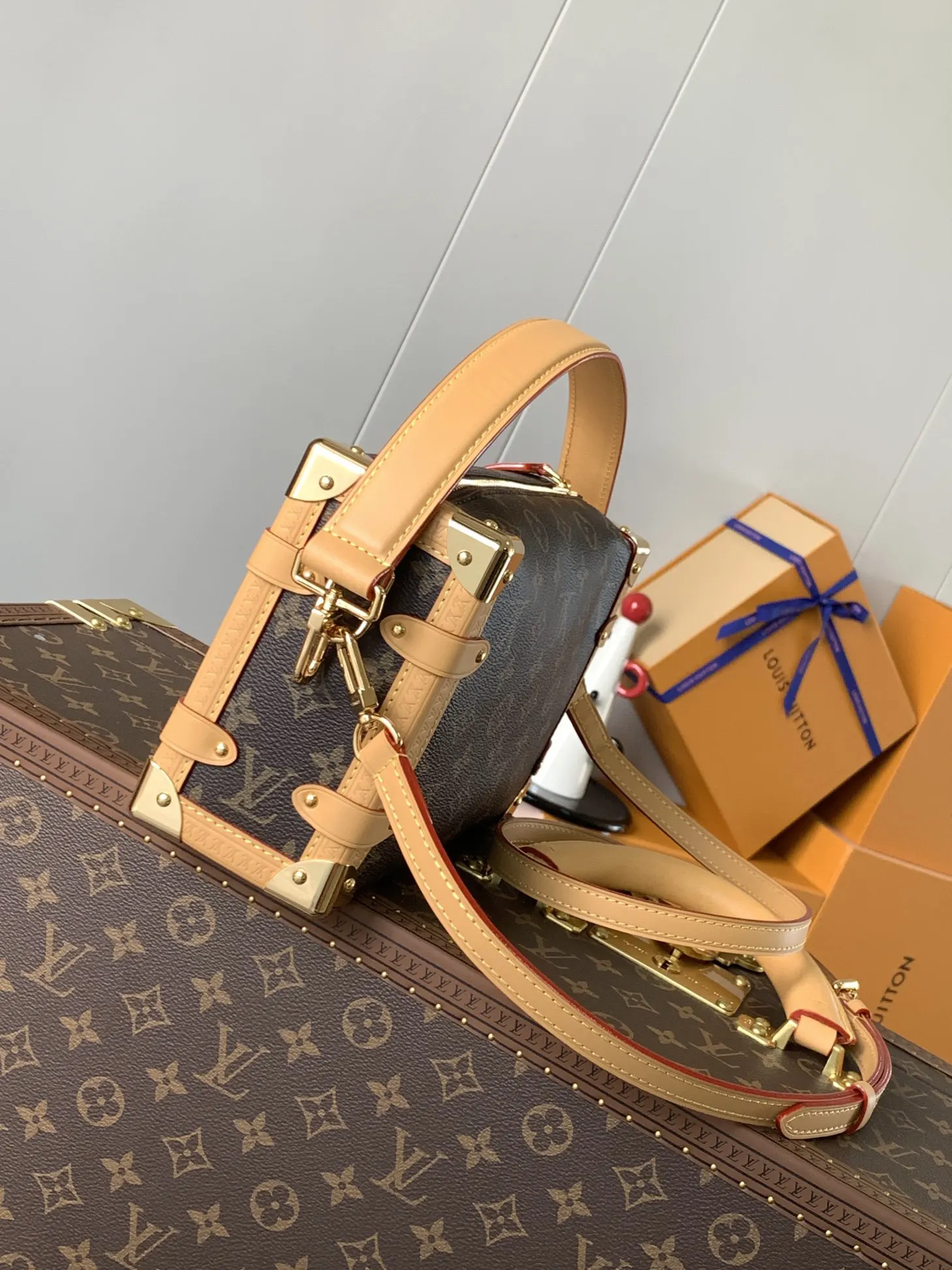 LV 牛皮 谷爱凌 co Side Trun 旅行袋 大容量旅行款