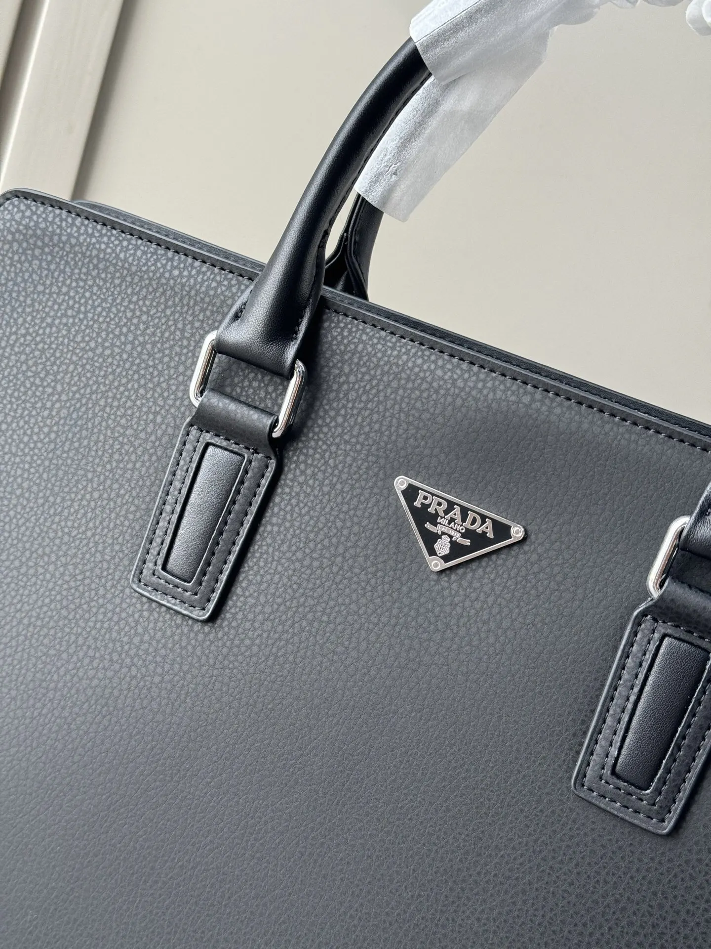 Prada 黑色 藍色 小牛皮 公文包 商務通勤款