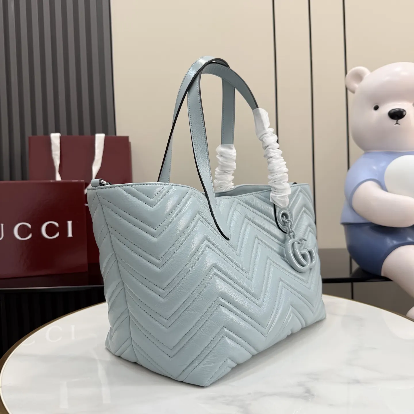 Blue Tote Bag Leather