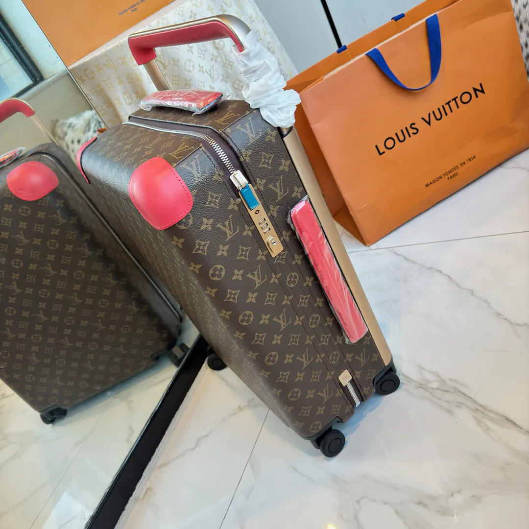 LV 棕色 老花 帆布 ｜ 版 登机行李箱 四轮 旅行拉杆款 轻便出行款