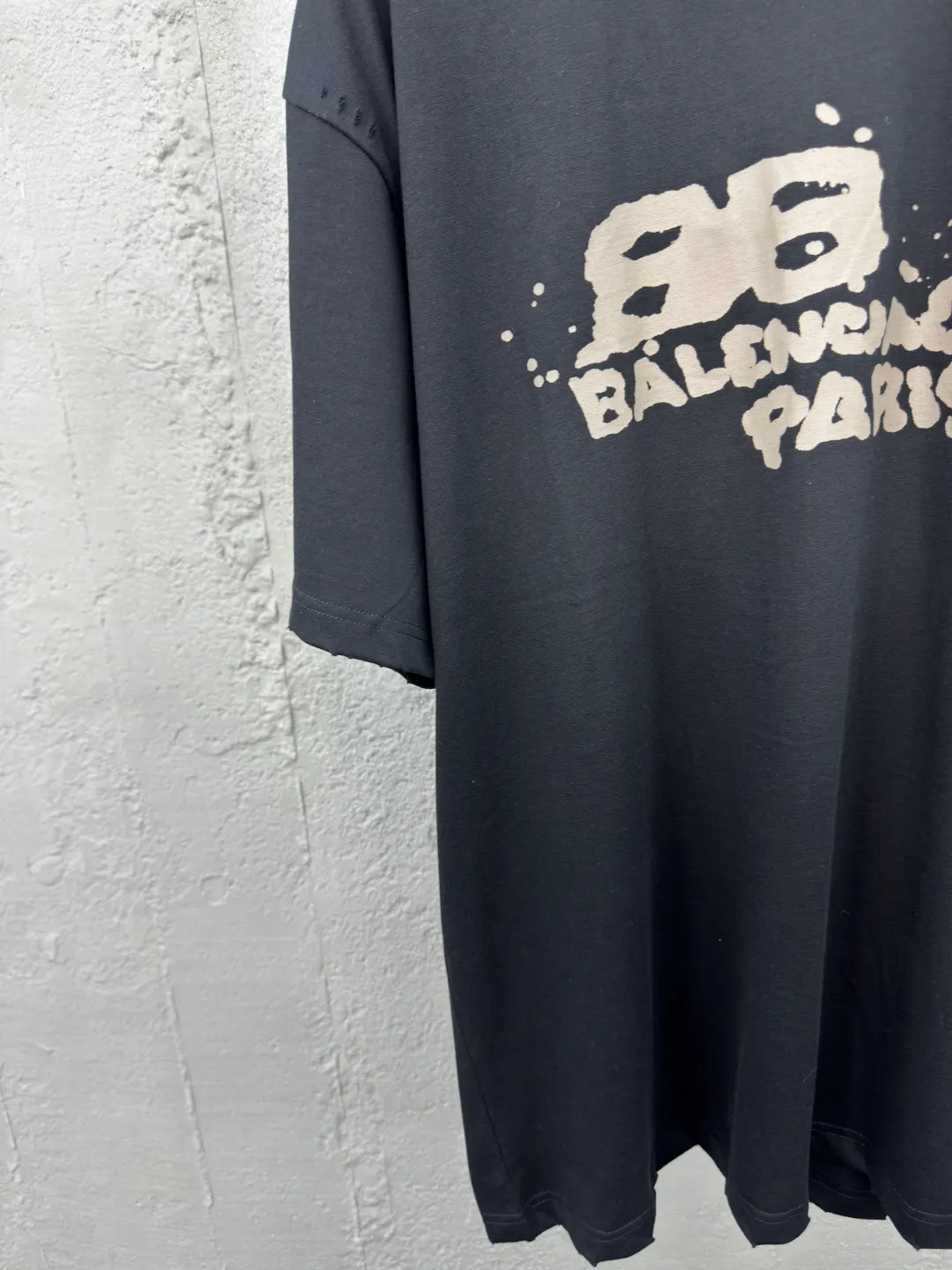 Balenciaga Black Cotton Logo Short Sleeve T-Shirt Street