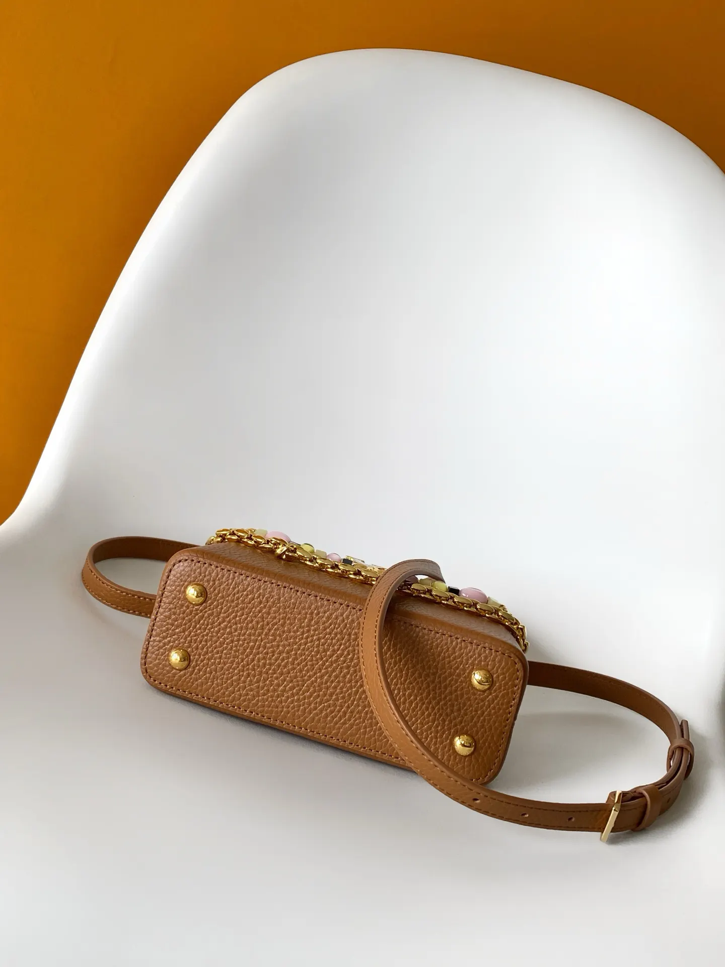 Louis Vuitton Black Brown Chain Bag Leather