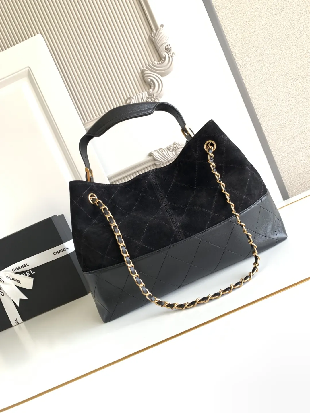 CHANEL 拼色 麂皮 托特包 大容量托特款