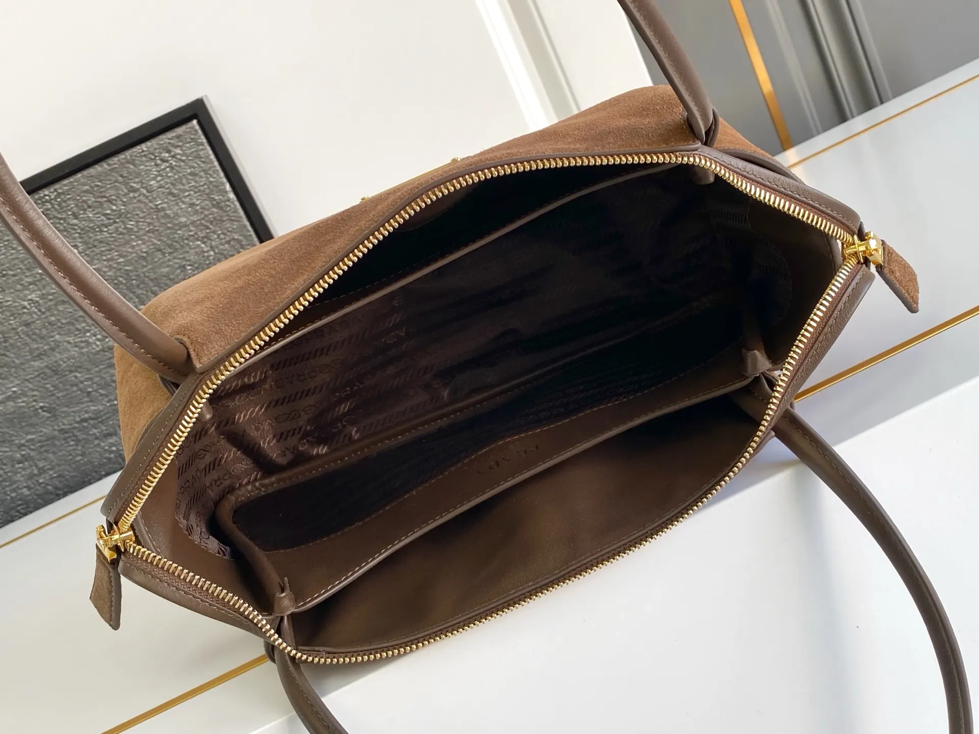 Prada 1Ba444 Gold Hobo Shoulder Bag Commuter
