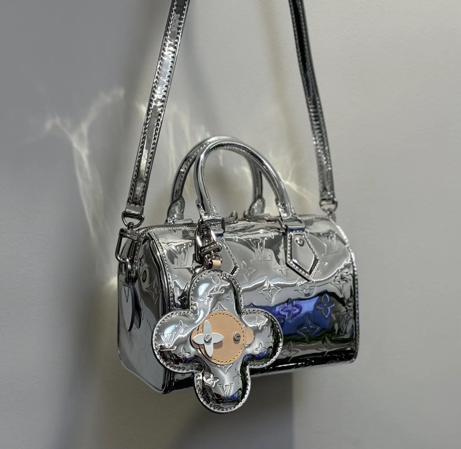 LV Speedy 銀色 帆布 收納包 旅行收納款