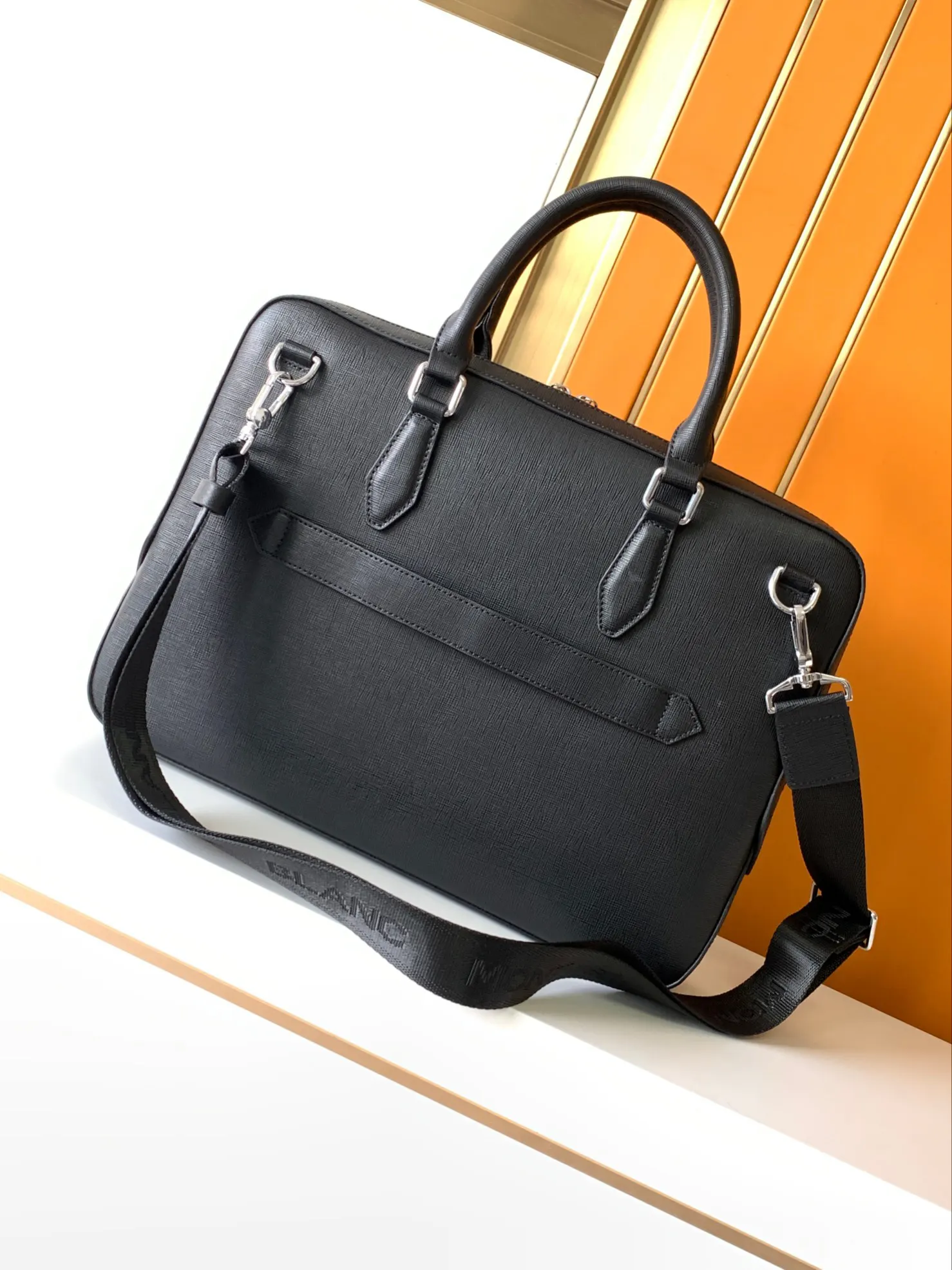 Black Briefcase Business Commuter Leather