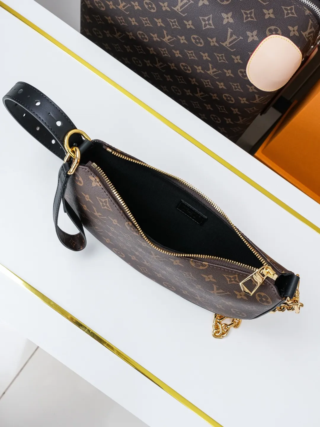 Monogram Chain Bag Leather