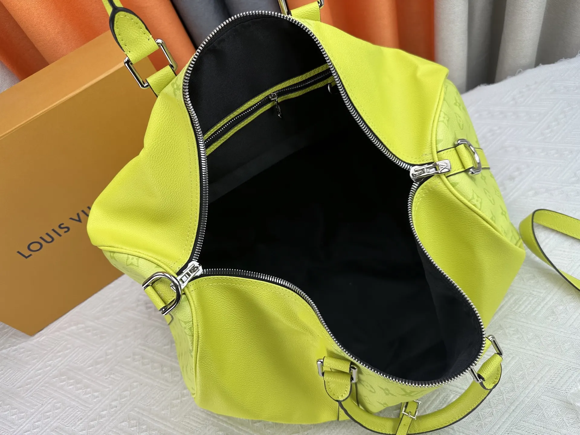 Keepall 白色 黄色 帆布 旅行包 大容量旅行款