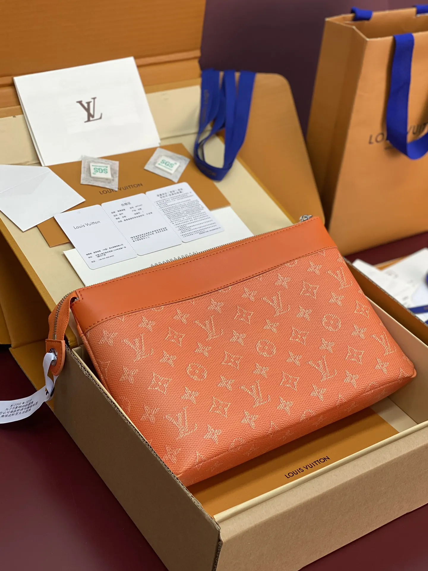 橙色 帆布 手拿包 精致手拿款