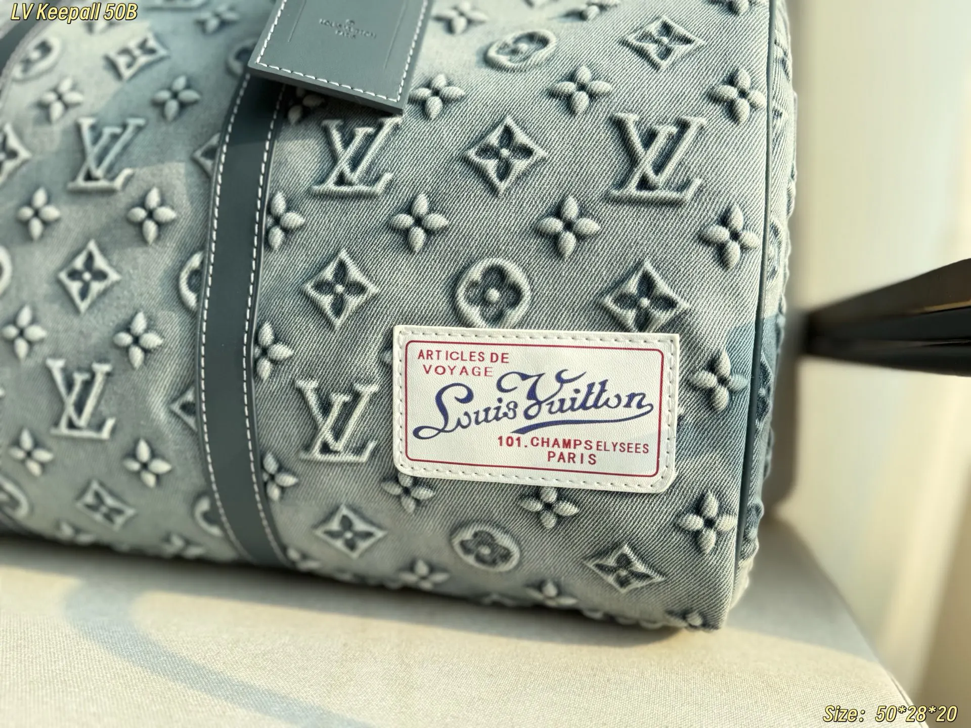 LV Keepall 牛仔 丹宁 牛皮 旅行包 大容量旅行款