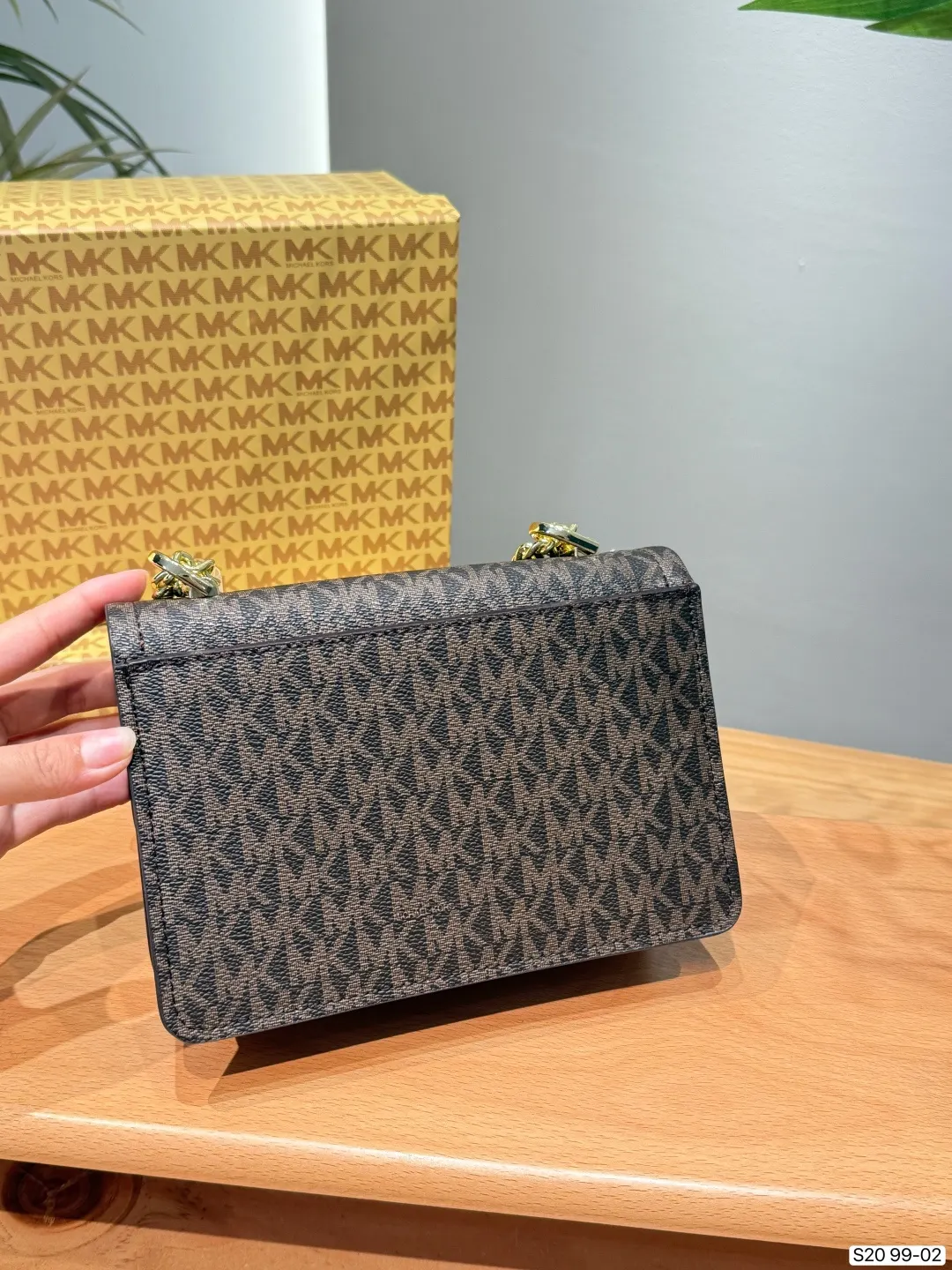 棕色 老花 皮革 MICHAEL KORS HEATHER系列 链条包 精致链条款