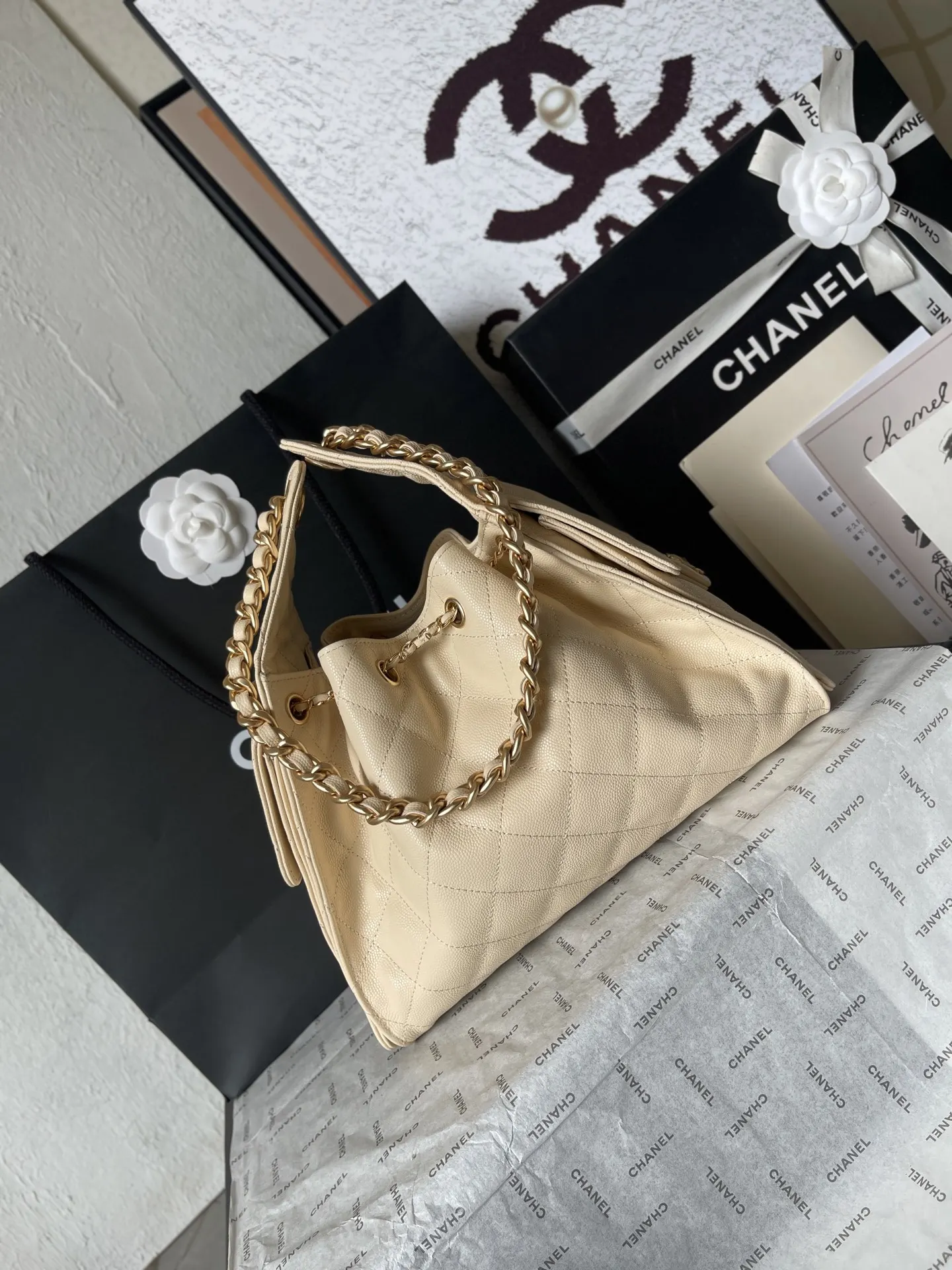 CHANEL Hobo 法国 高端定制品 Chane 球纹皮嘻哈包 腋下包 復古腋下背款