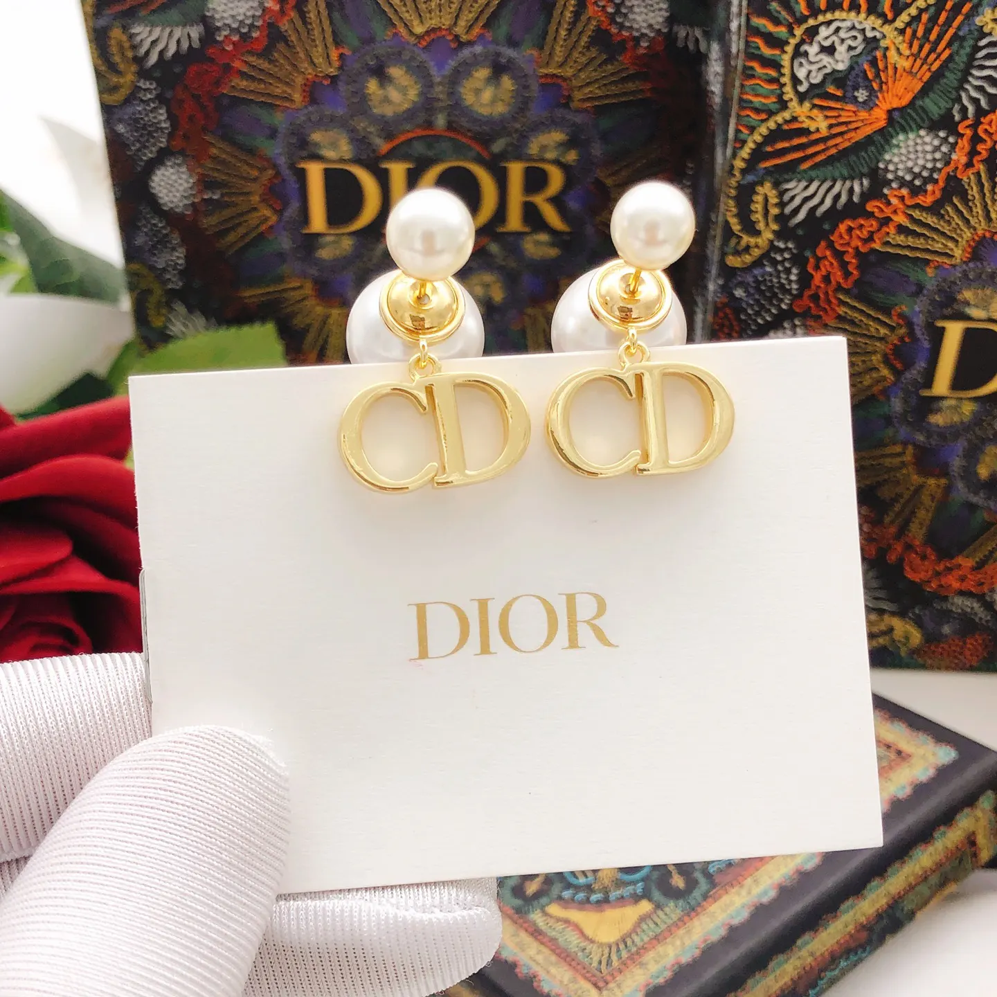 Dior CD金色项链耳饰套装 礼盒款