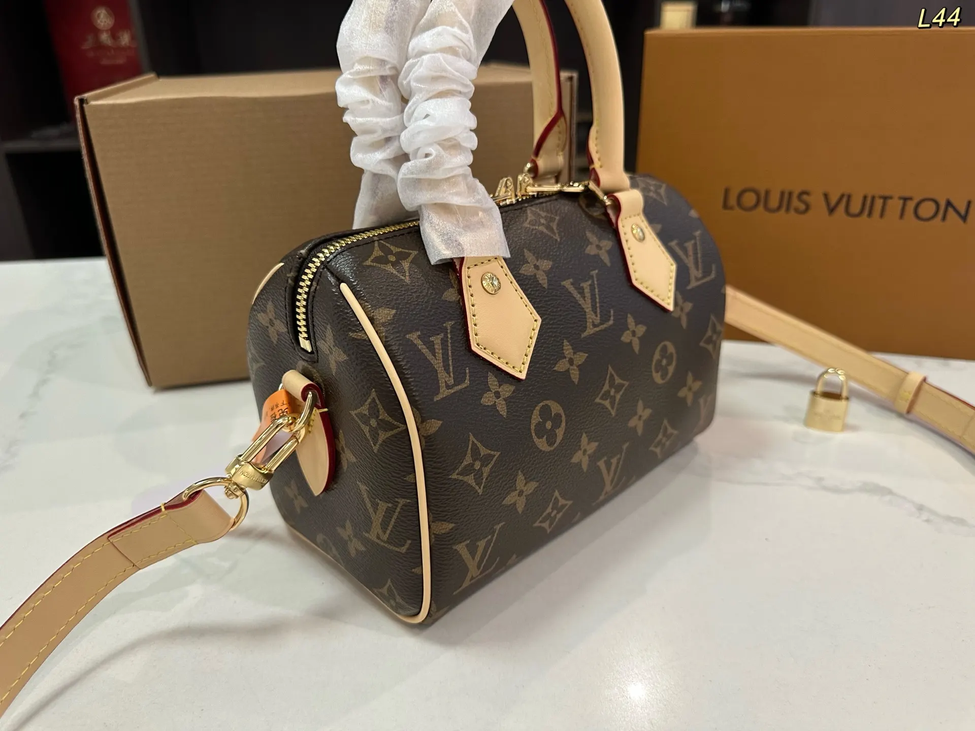 Louis Vuitton Gold Monogram Crossbody Bag Lightweight Leather