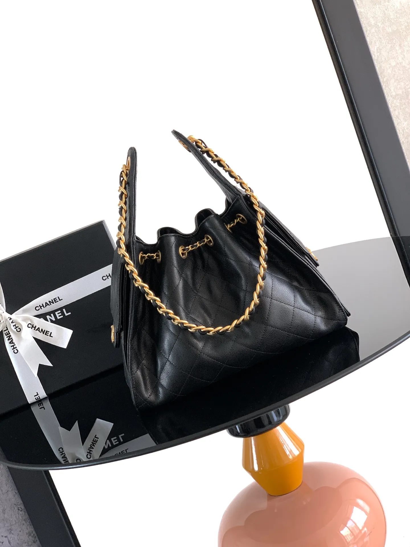 CHANEL Hobo 黑色 牛皮 腋下包 复古腋下背款