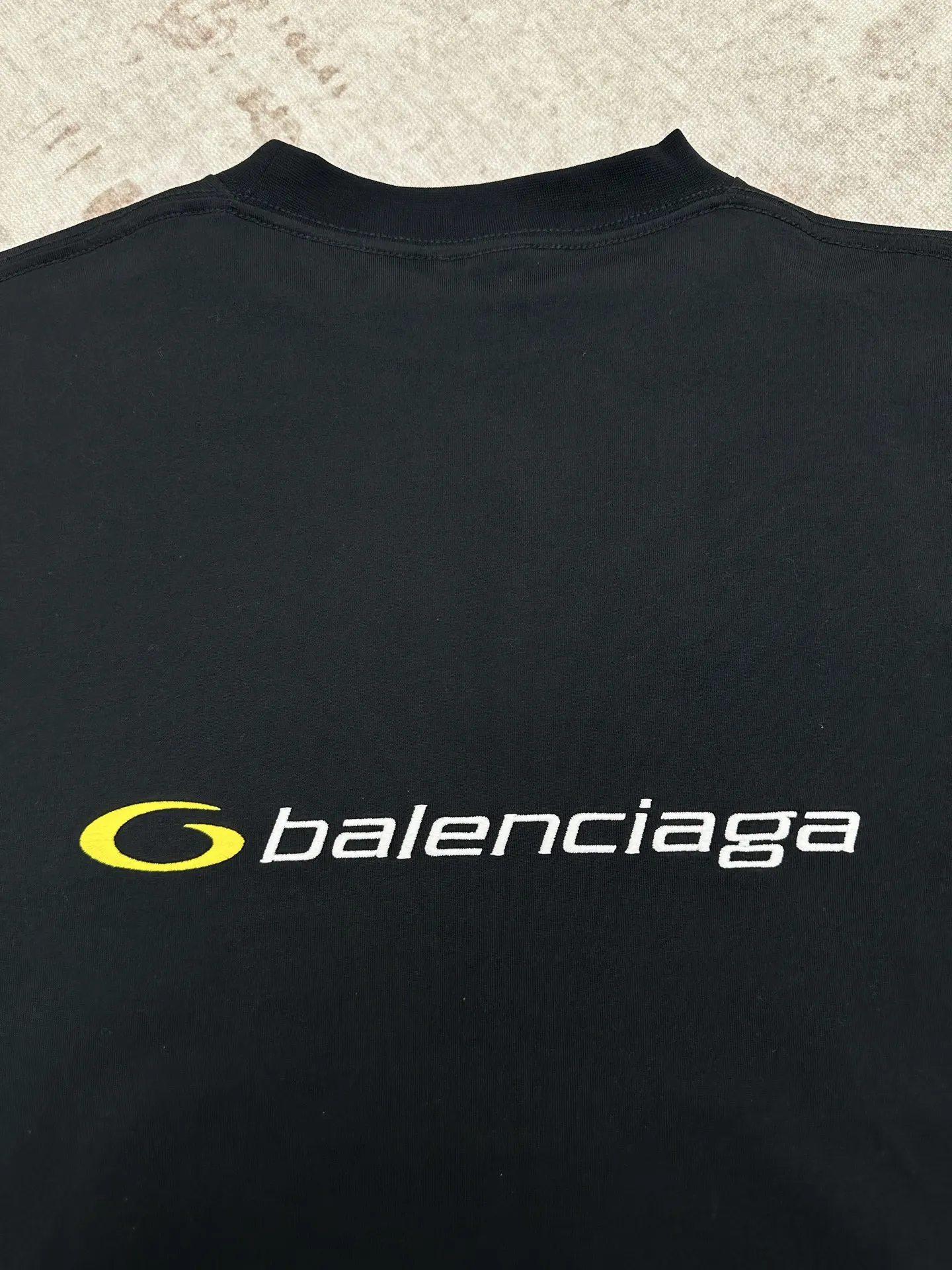 Balenciaga 蓝色 Logo 刺绣 短袖T恤 街头休闲款