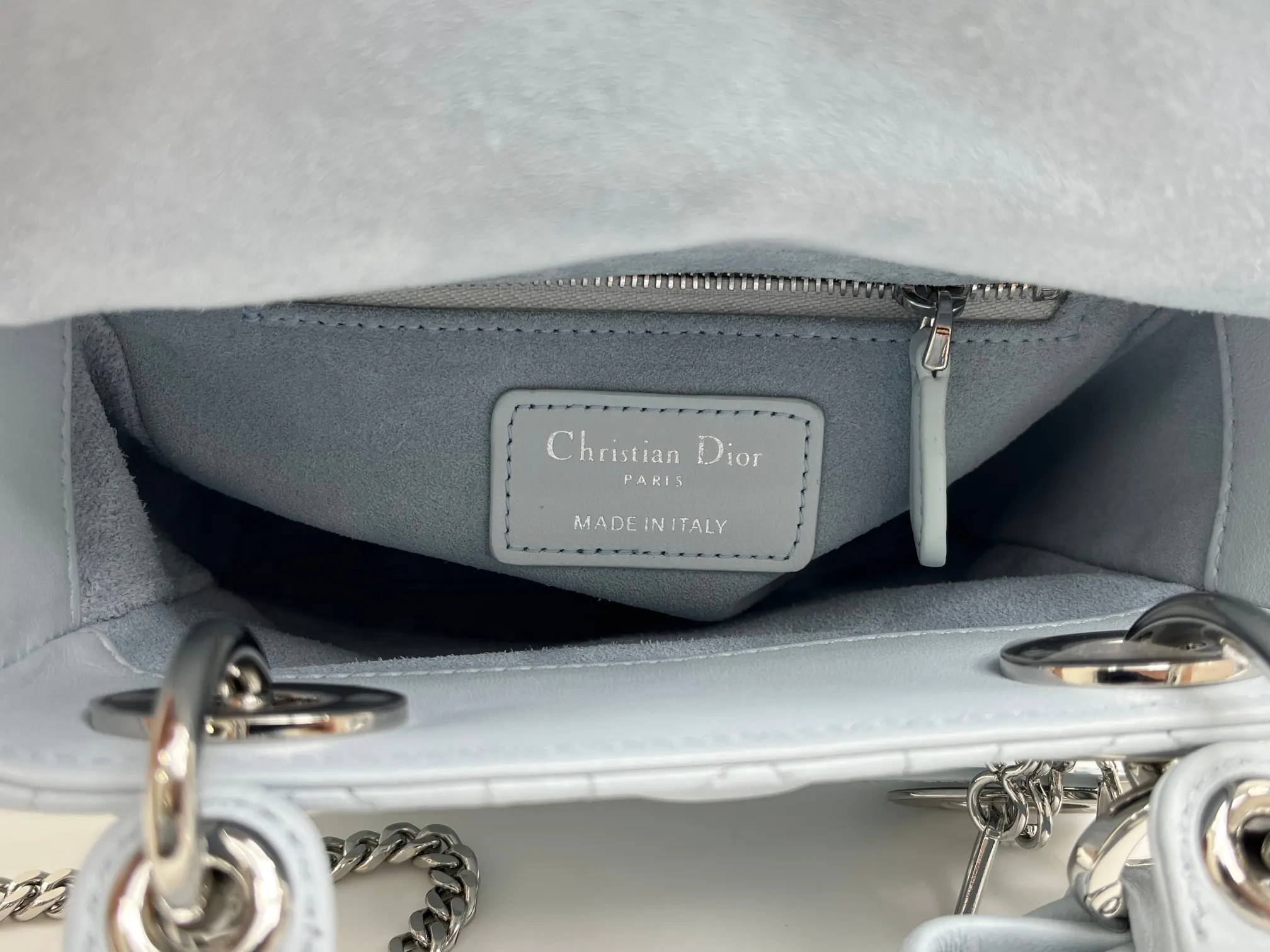 Dior Lady Dior Lady 银灰色藤格纹手提斜挎包 迷你 复古