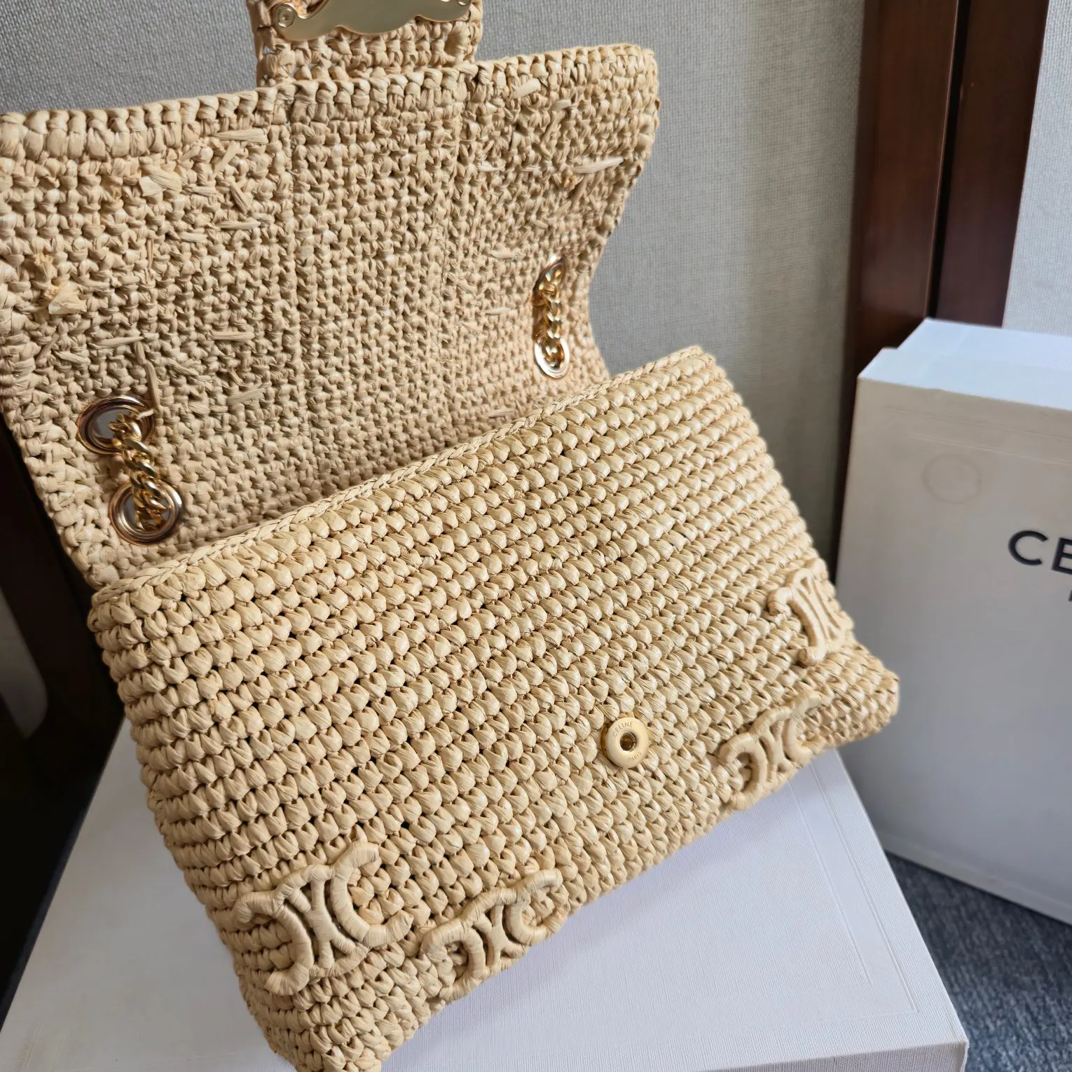 Celine Triomphe 金色 羊皮 鏈條包 精致鏈條款