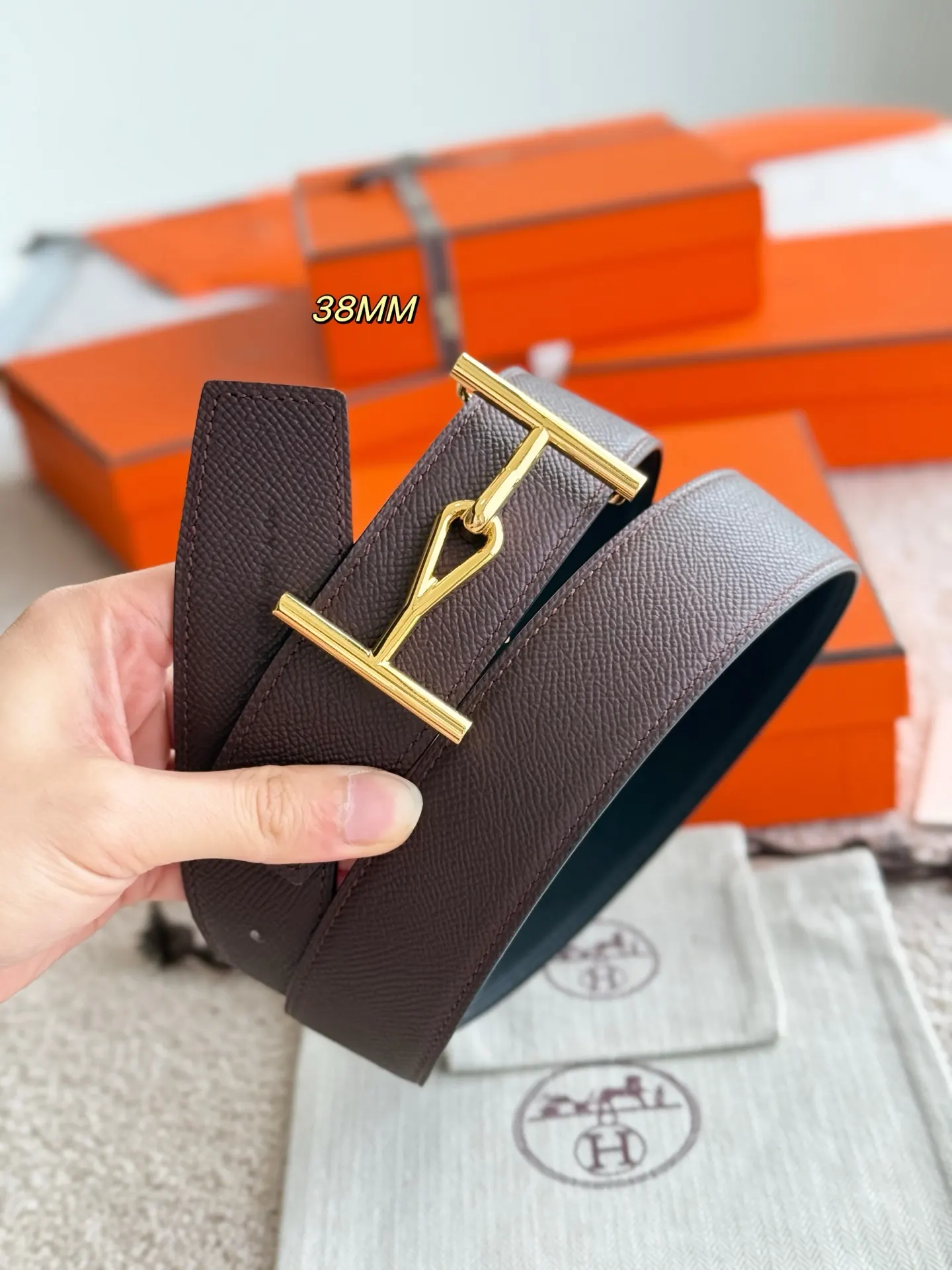 Hermès Epsom掌纹牛皮 腰带 精致配饰