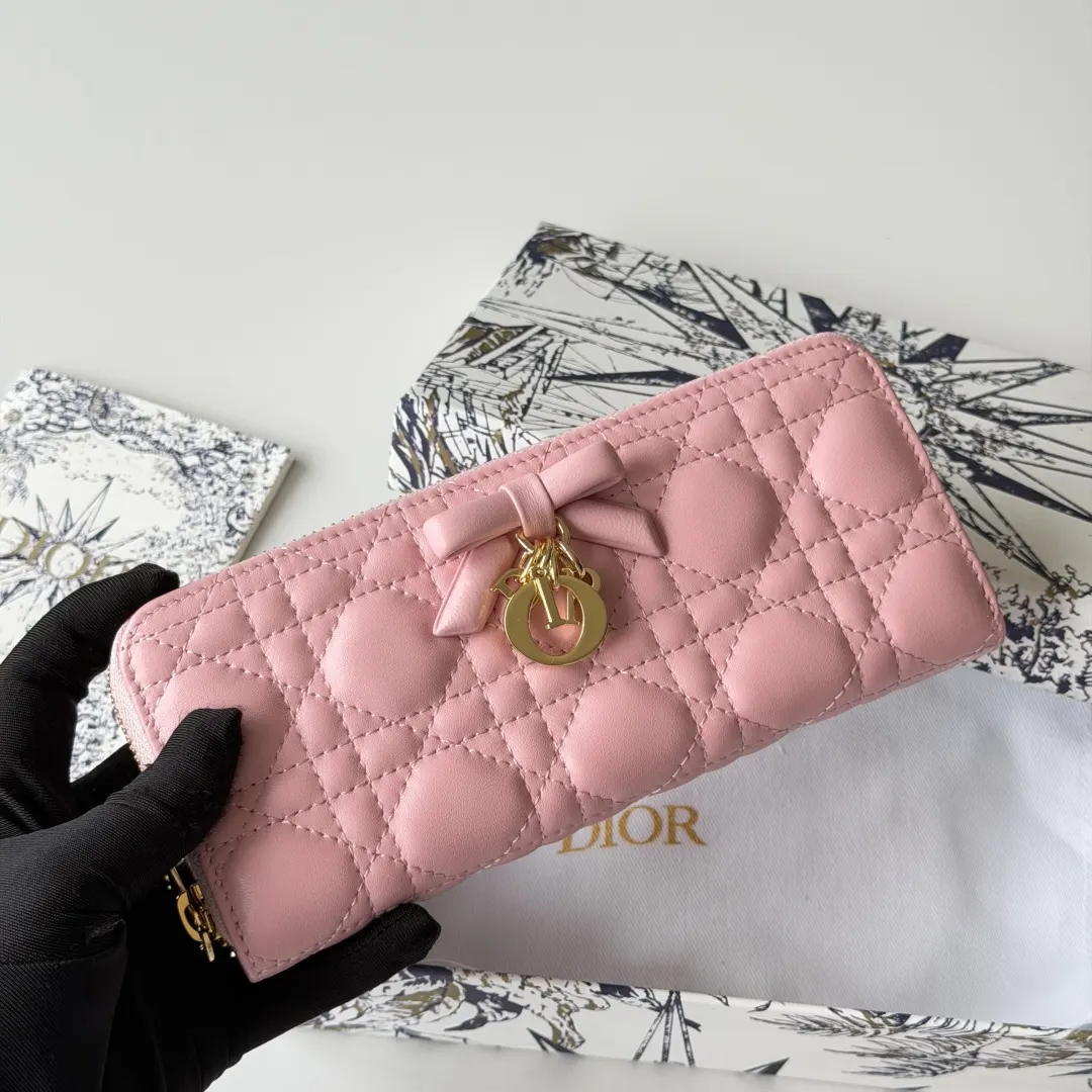Dior 粉色羊皮迷你化妝包 手拿