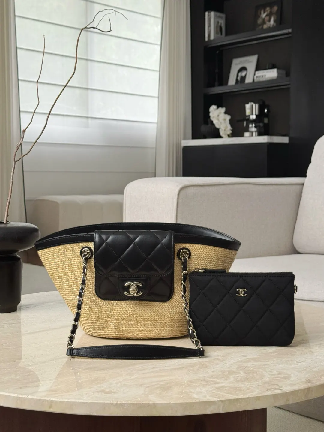 CHANEL 黑色 羊皮 收納包 旅行收納款