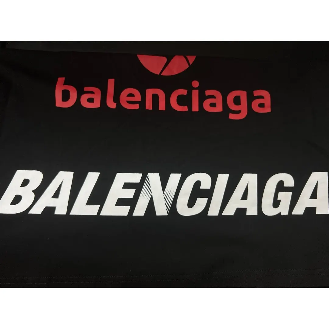 Balenciaga Black Logo Embroidery Short Sleeve T-Shirt Street