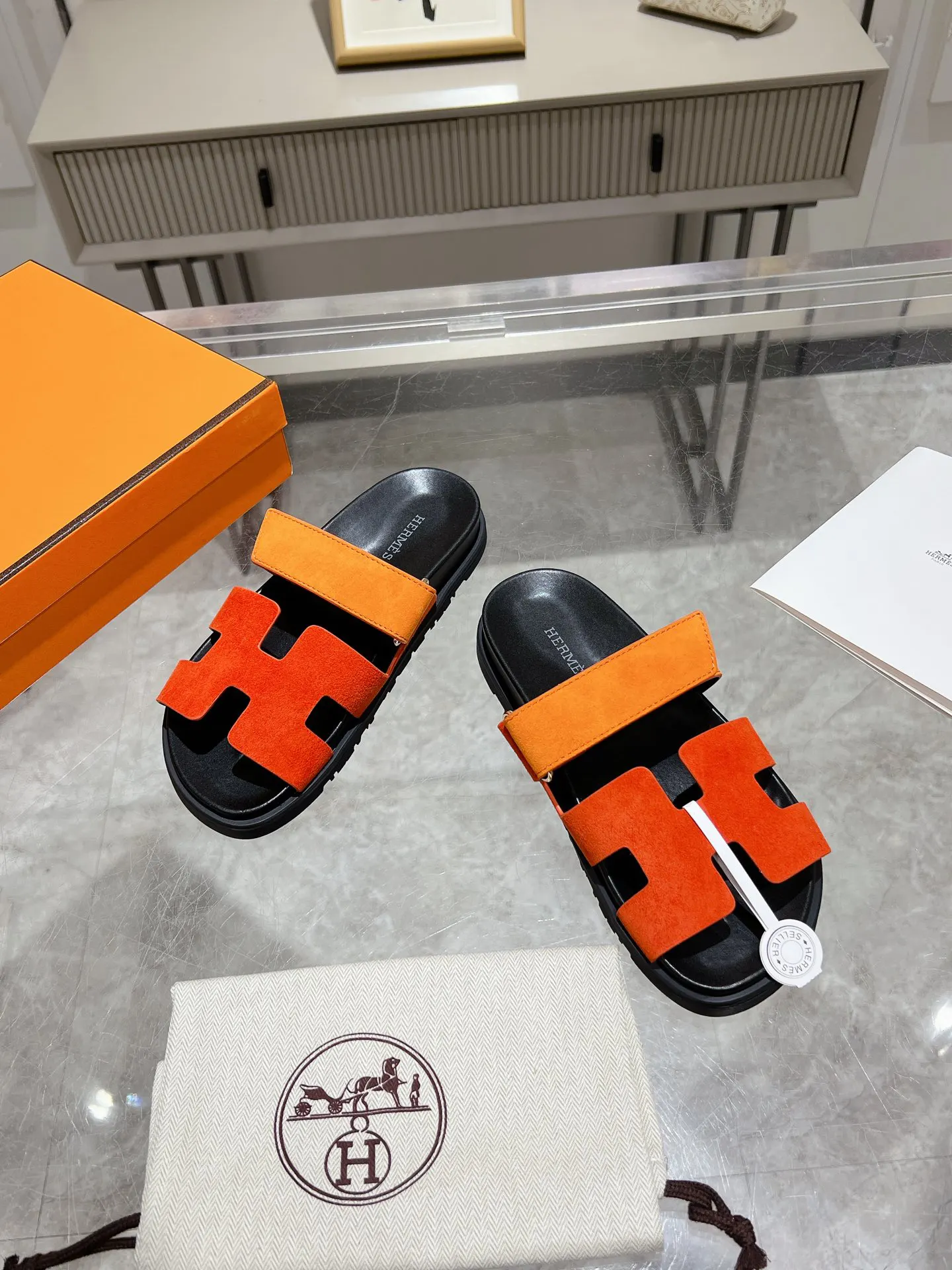 Hermès 拼色 拖鞋 舒適