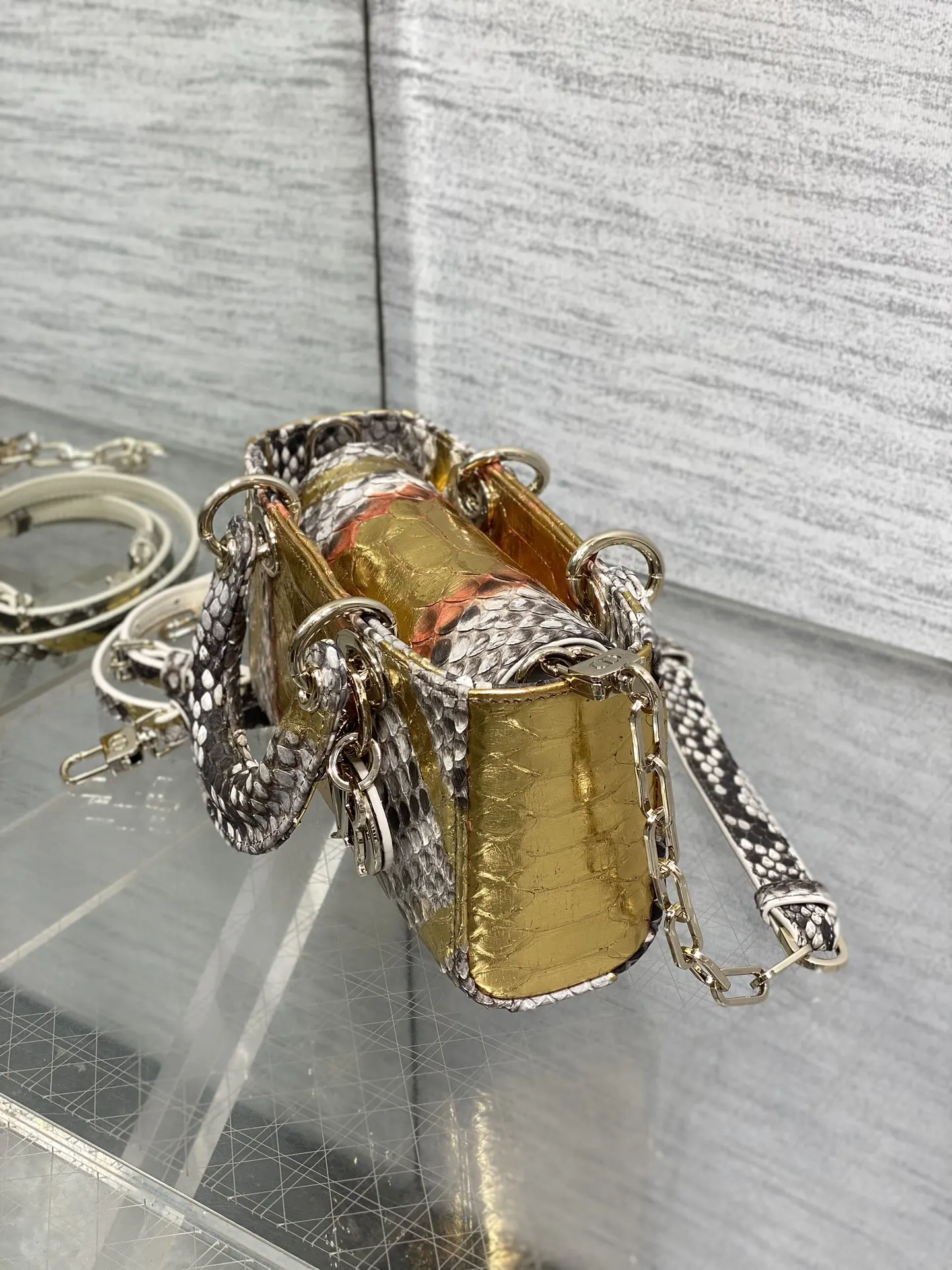 Dior 进口 蛇皮横款戴妃包 Lady横版戴妃珍稀 手提包 通勤手提款