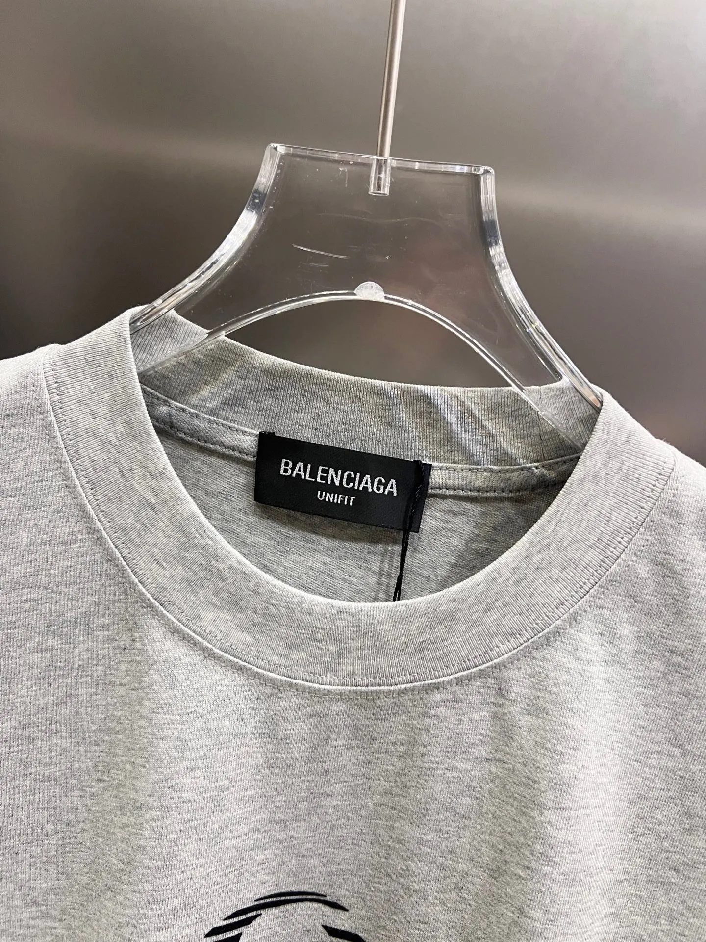 Balenciaga Wave Logo Crew Neck T-Shirt In Heather Grey