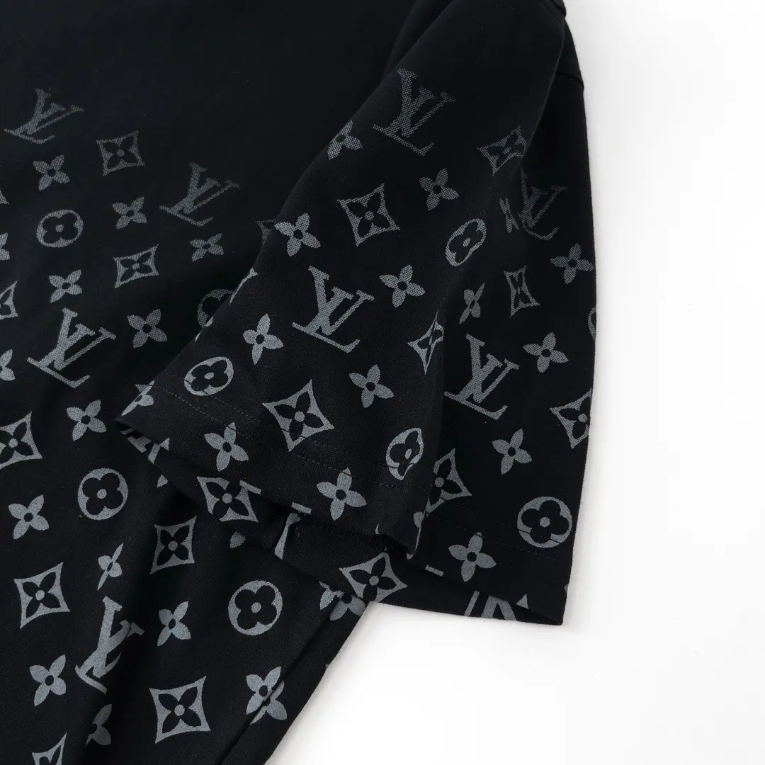 LV 黑色 老花 Logo 短袖T恤 休闲百搭款