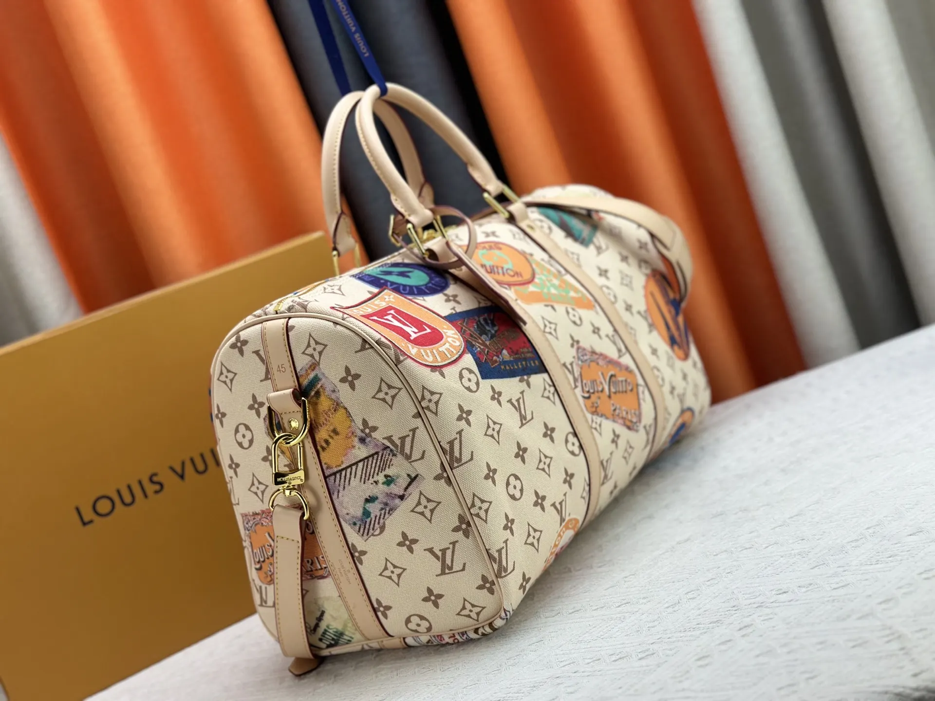 LV 金色 牛皮 旅行袋 大容量旅行款