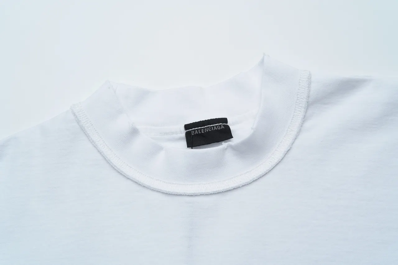 Balenciaga White Logo Embroidery Short Sleeve T-Shirt Street