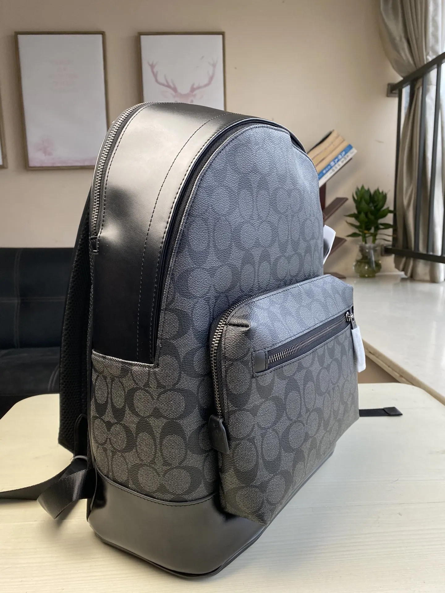 Coach 黑色 牛皮 条纹 黑色 west瘦版 旅行袋 大容量旅行款