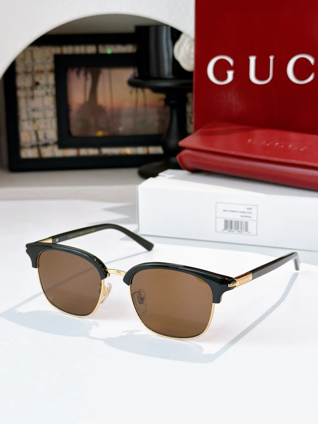 Gucci 方框太陽眼鏡 黑色 太陽鏡