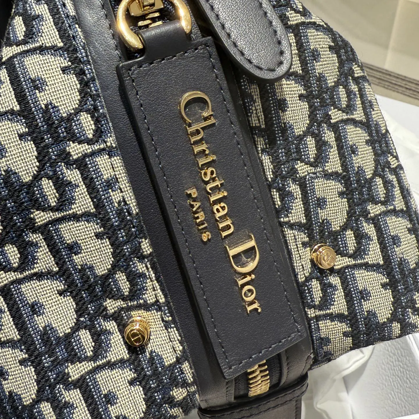 Dior Oblique 黑色牛皮包包 手提斜挎 手提包