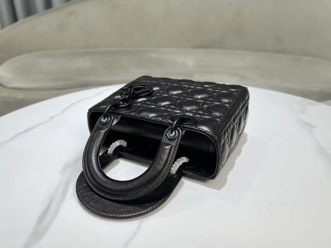 Dior 黑色 进口 油蜡皮戴妃包 四格 油蜡皮戴妃 收納包 旅行收納款