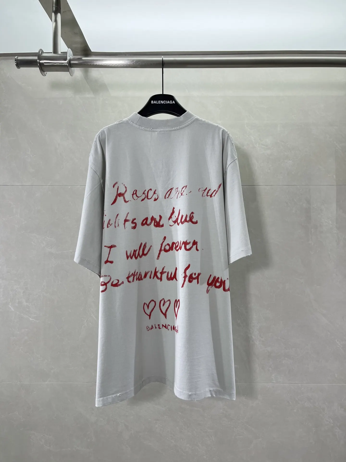 Balenciaga Gray Logo Short Sleeve T-Shirt Street